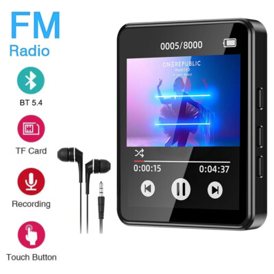 MP3 Music Player Bluetooth 5.3 HiFi HD MP4 Walkman Built-in Speaker Recorder FM