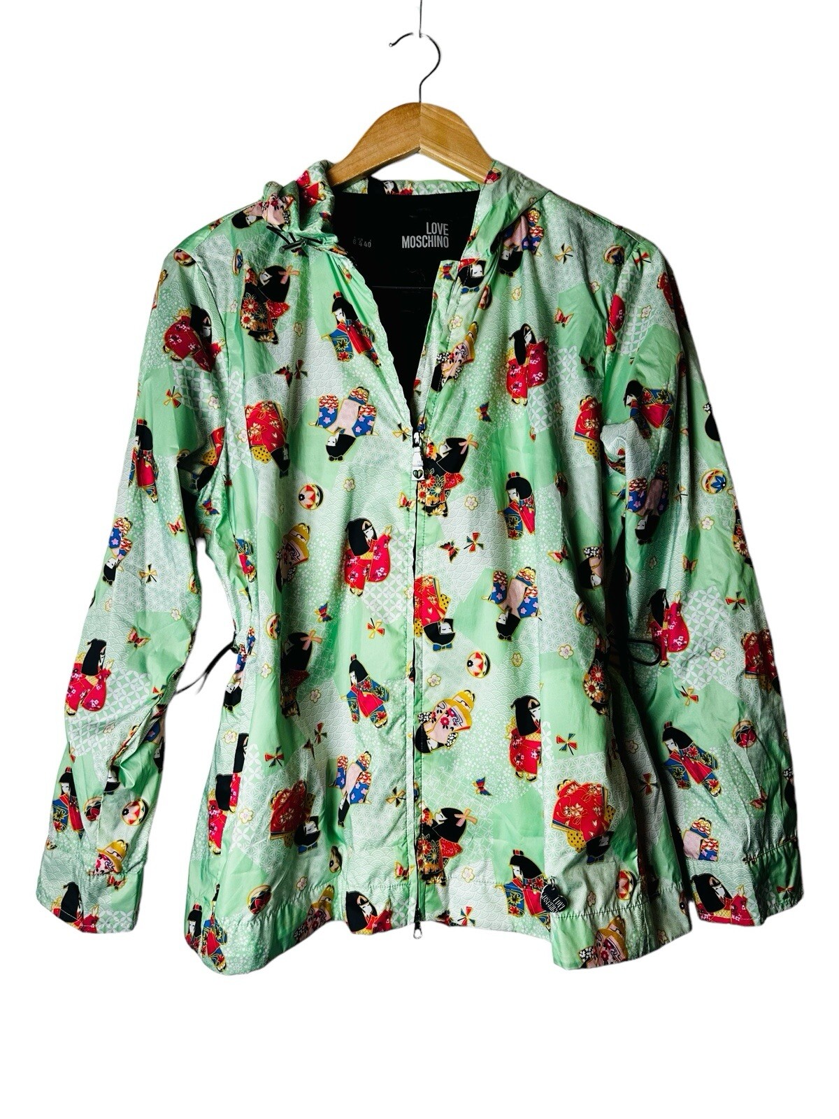 Love MOSCHINO Windbreaker Jacket Y2K Rave Hipster Japanese Geisha