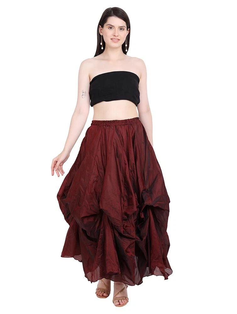 Burgundy ruched skirt top