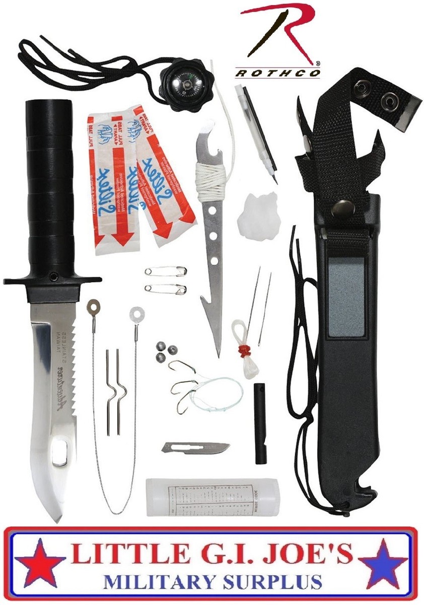 Chrome Silver Blade Deluxe Adventurer Survival Kit Knife Tactical