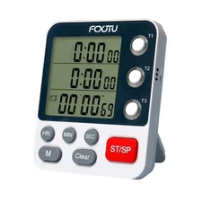 Digital Dual Kitchen Timer 3 Channels with Loud Alarm and Flashing Light