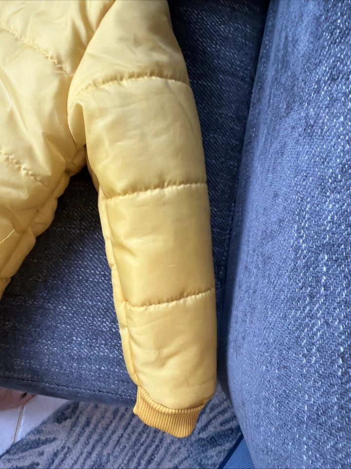 7 For All Mankind Toddler Yellow Winter Puffer Coat With Faux Fur Hood 3T NWOT - Image 3 of 4