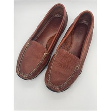 L.L. Bean Vibram Chestnut Brown Leather Slip-On Driving Loafers W8 OG Classic