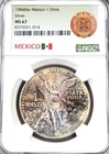 1984 & 1985 MEXICO SILVER LIBERTAD 1 ONZA-NGC MS 67-ABSOLUTELY WILD COLOR TONING