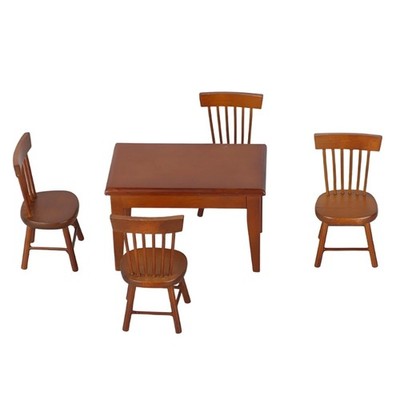 Small Wooden Table Chairs Set Model Furniture For Doll House Enthusiasts And