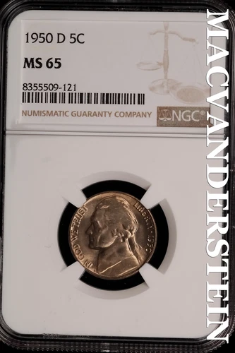 1950-D Jefferson Nickel - NGC MS 65 - Brilliant Unc  No Reserve  #SLi220