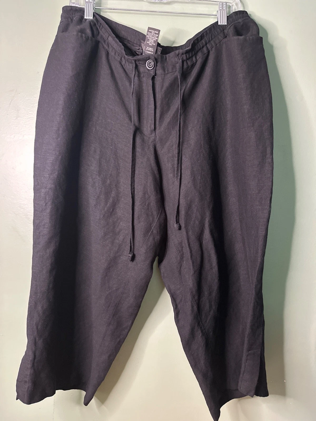 Lane Bryant Women’s 14 Black Linen Rayon Capri Pants Cropped Plus Career