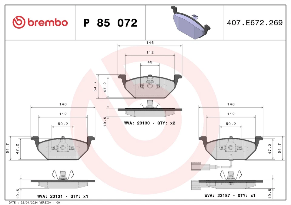 Set dischi freno Brembo + pastiglie per VW BORA 1 1J2 SKODA ROOMSTER Praktik 5J - Immagine 4 di 4