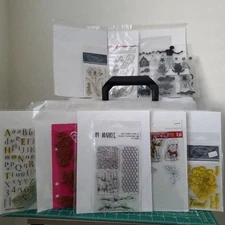 Recollection, Gemini, Altenew Unmounted Stamp Sets Lot Of 25 - w ArtBin Case