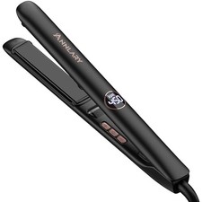 2-in-1 Hair Straightener Curler, 15s Heating, Titanium Ceramic Ionic Flat