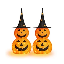 VINGLI 3FT Cute Collapsible Lighted Halloween Decorations Outdoor, Pop Up Hal...