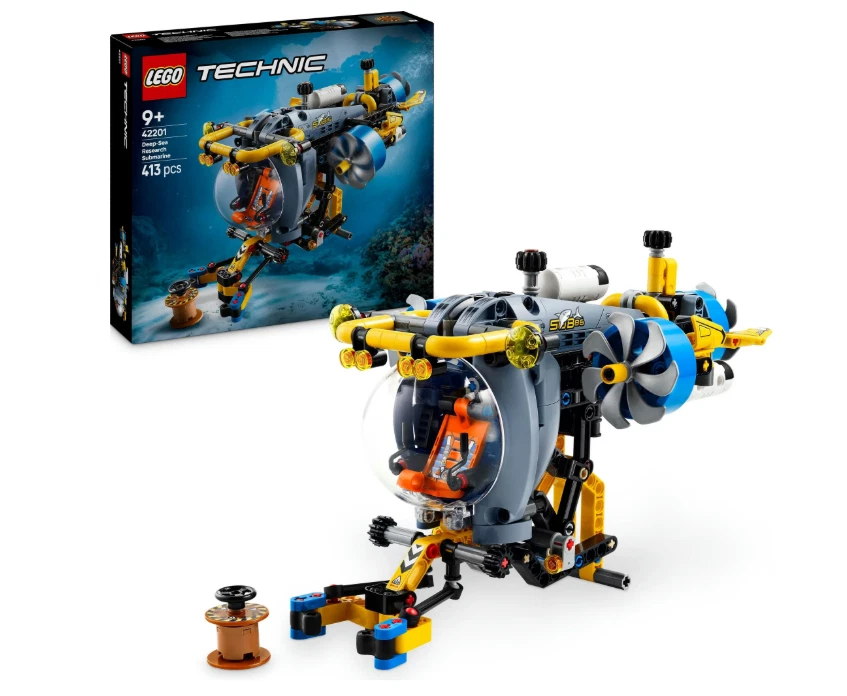 LEGO 42201 Technic Tiefseeforscher U-Boot, 3 drehende Propeller, 3 Lufttanks