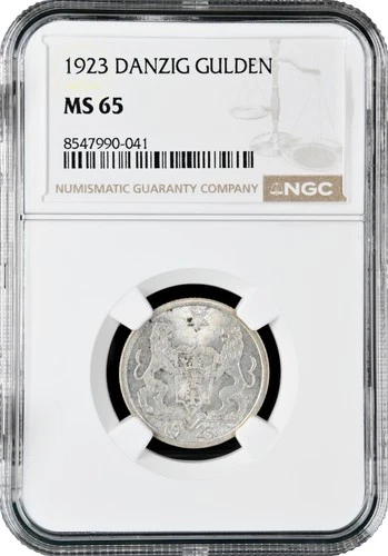 Gdansk 1 Gulden 1923, NGC MS65, "Free City of Gdansk (1923 - 1939)" Silver Coin