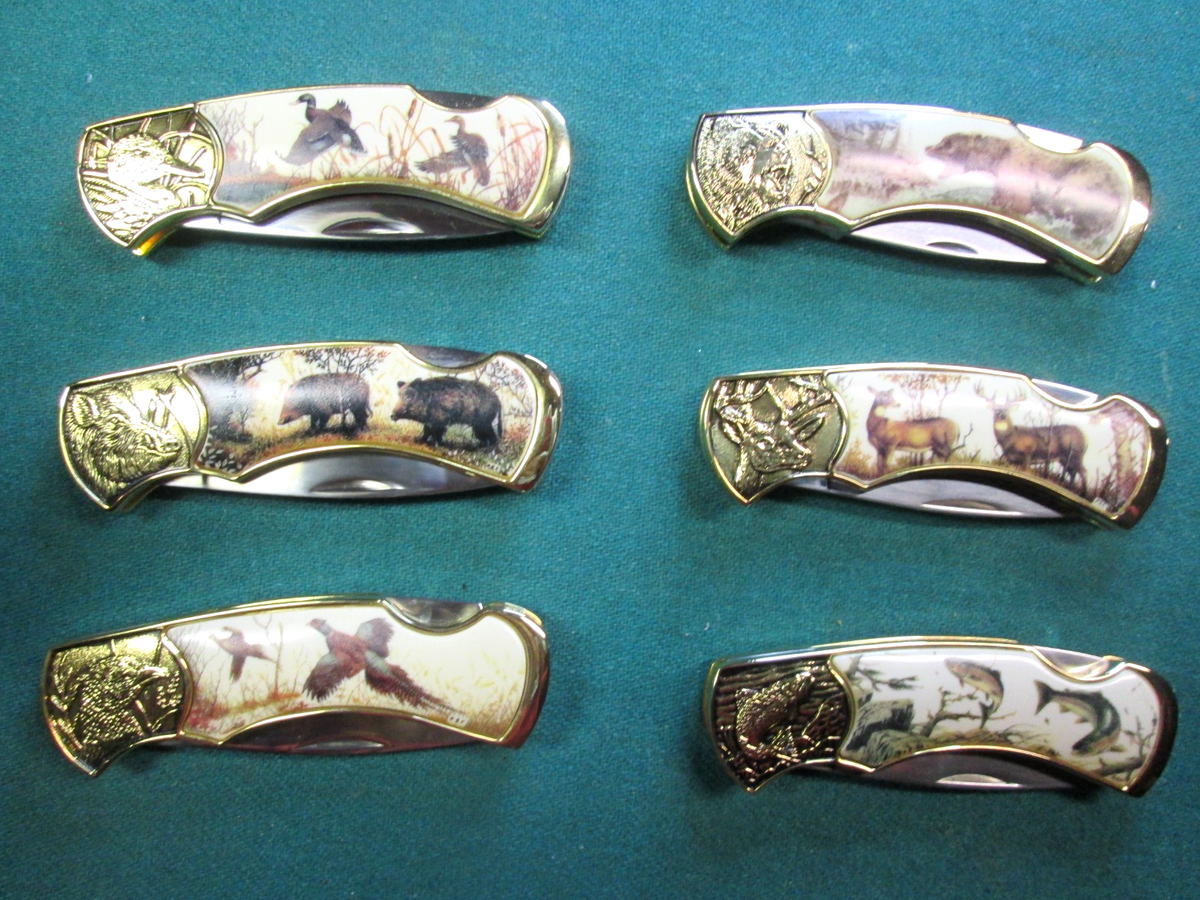 Franklin Mint Collector Knives/Set of 6/Wildlife Series/Folding