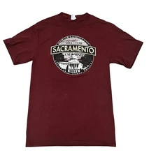 Port and Company Small Maroon Sacramento California Print Short Sleeve Shirt