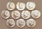 Lot of 10 1969  40% Silver Kennedy Half Dollars 1969  Halves, Fifty Cents