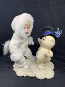 Ashton Drake Winter Snowman and Child Figurine Porcelain Christmas Decor White 