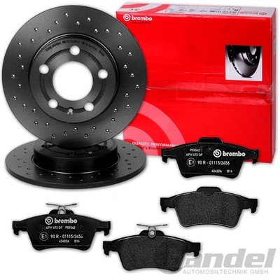 brembo GELOCHTE BREMSSCHEIBEN + BELÄGE HINTEN passend für VOLVO C30 V50 S40 C70
