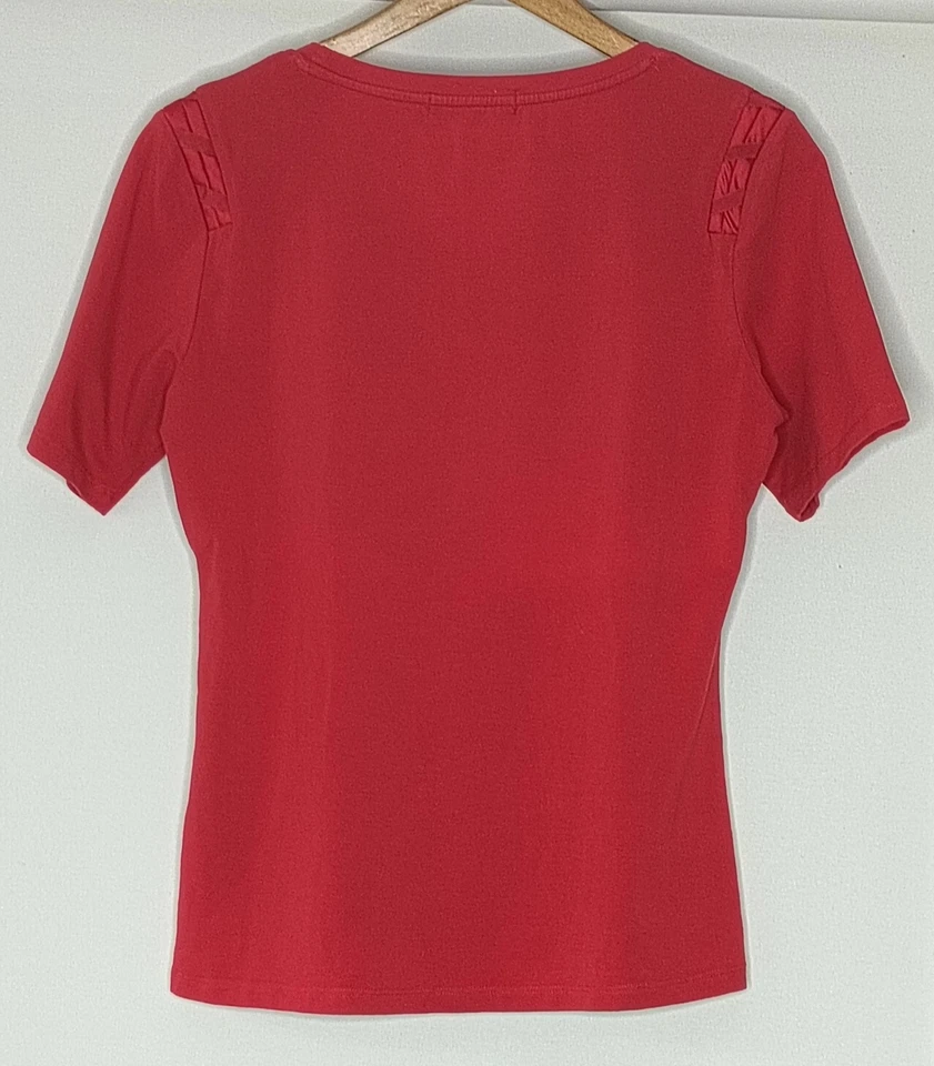 Camiseta Love Moschino Talla L Roja Lentejuelas Logo Manga Corta Diseñador Italia Foto 2 de 4