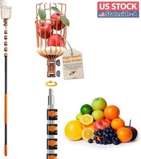 Fruit Picker Pole with Basket Telescoping 5-24 ft Apple Picker Extension Pole