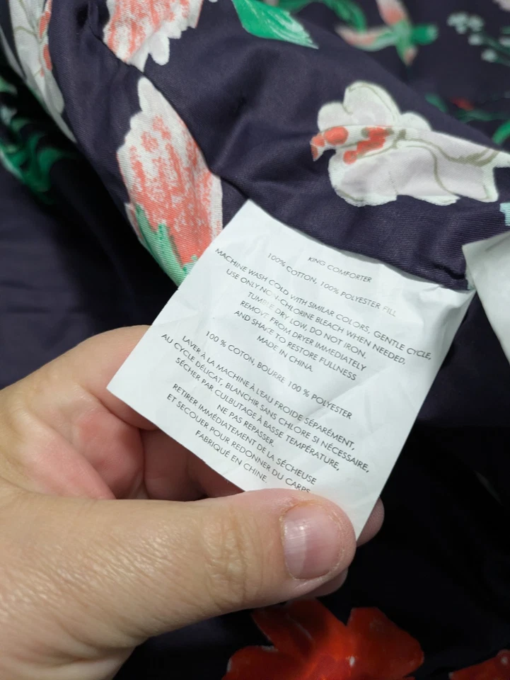 Kate Spade King Size Navy Blue Hummingbird King Size Cotton Comforter & Shams - Image 4 of 4