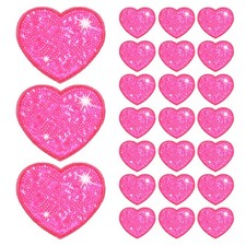 24PCS 6x6cm Glitzerherz Aufn&auml;her f&uuml;r DIY Rosarot