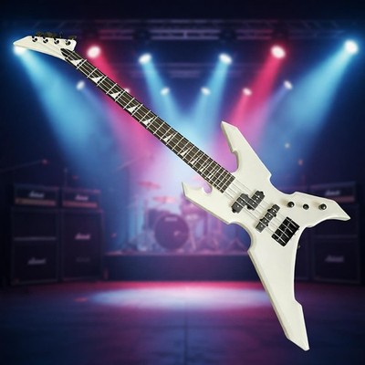 Electric Bass Guitar Warrior Extreme White Rosewood Fretboard 4 String Basswood