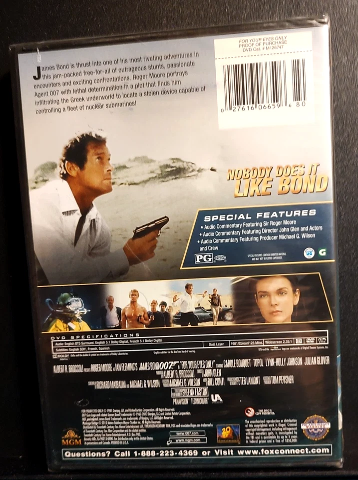 FOR YOUR EYES ONLY ~ James Bond 007 (Dvd) Roger Moore, Carole Bouquet - Image 2 of 4