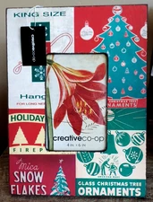 Creative Co-Op 8.5" X 10.5" Wooden Christmas Picture Frame Holds 4X6" Photo NEW
