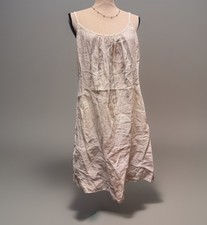 NWT Eileen Fisher Linen Tank Dress sz M White Resort Coastal Beaded Boho Pocket