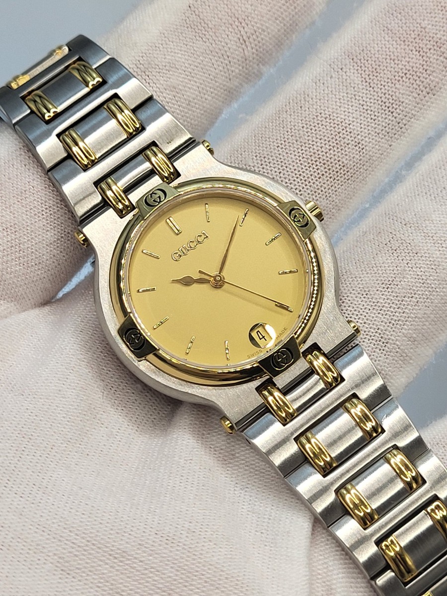 😍 SWISS 1987 [NEW] 32mm GUCCI 9000M Men's Quartz Watch Date Gold