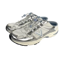 Vionic 23 Walk Mule Sneaker Women’s Sz 11 Slip On Shoes White Silver Blue