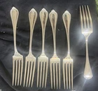 Set of 6 Towle OLD NEWBURY Sterling Silver Salad Forks 5 3/4” Monogrammed [B]