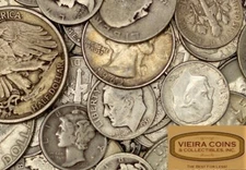 $1 Face Value, 90% Silver Coins, Random Year & Denomination, Full Dates -#D1A