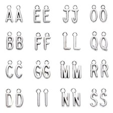 Silver Tone LETTER Charms x10 ❤ Choose Alphabet Initial Pendants For Necklace ❤