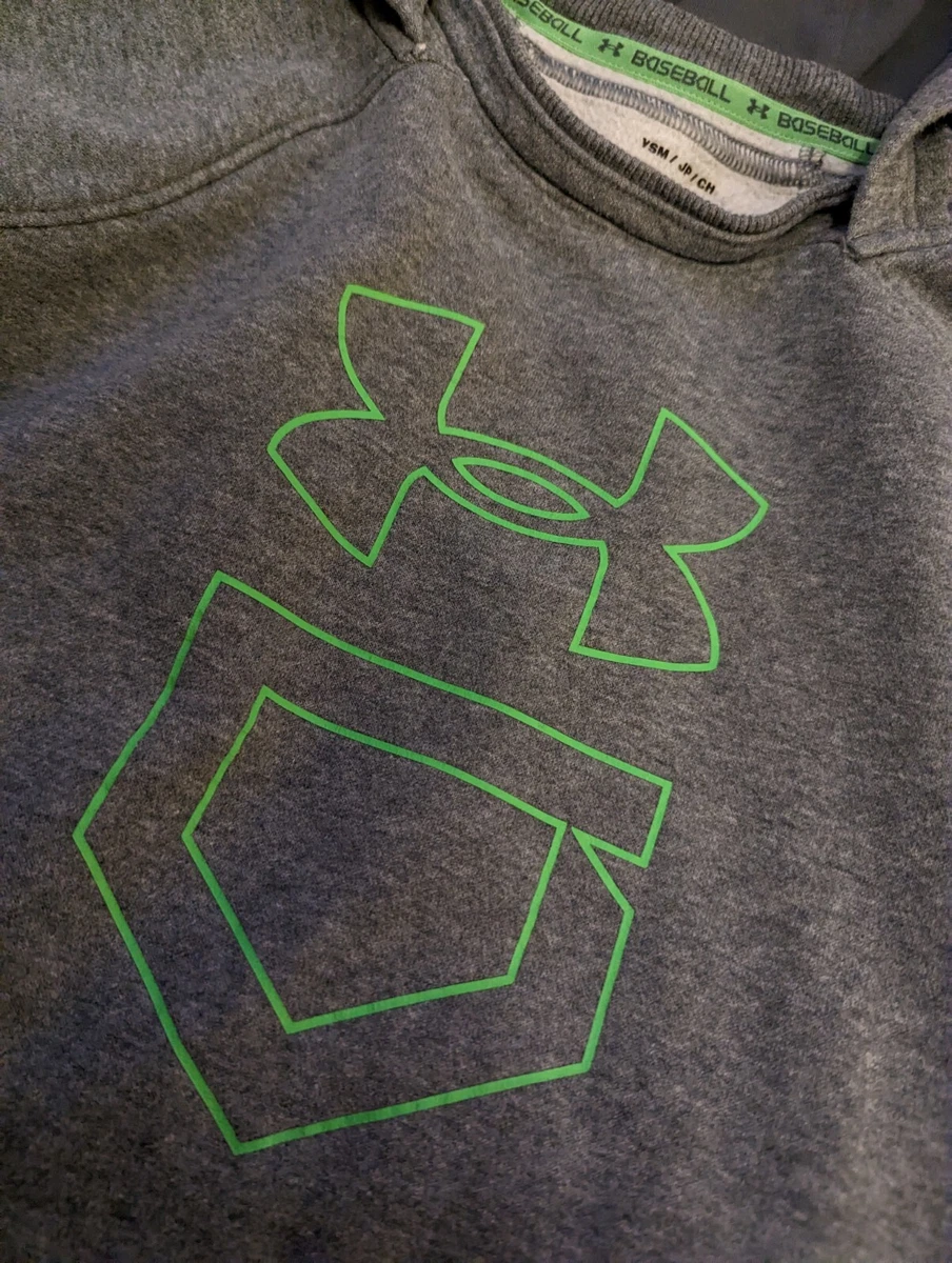 Under Armour Youth Small Gray Bright Green Baseball Pullover Hoodie Boys |  eBay