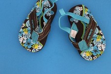 Carter's Aqua Brown Baby Toddler FLIP FLOP Sandals Size 2 Surf Dude Tropical