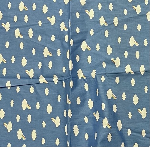 2 Yard Blue White Rainbow Cloud Cotton Printed Fabric 45” Width - Picture 2 of 2