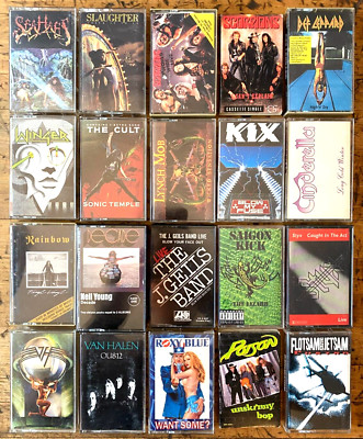 240 Cassette Tapes: Fleetwood Mac, Pink Floyd, LA Guns, Scorpions, U2, Van Halen
