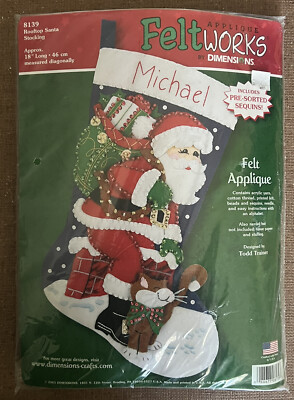 Dimensions Rooftop Santa Applique Feltworks By Dimensions Rooftop Santa Stocking Kit 8139 New | eBay