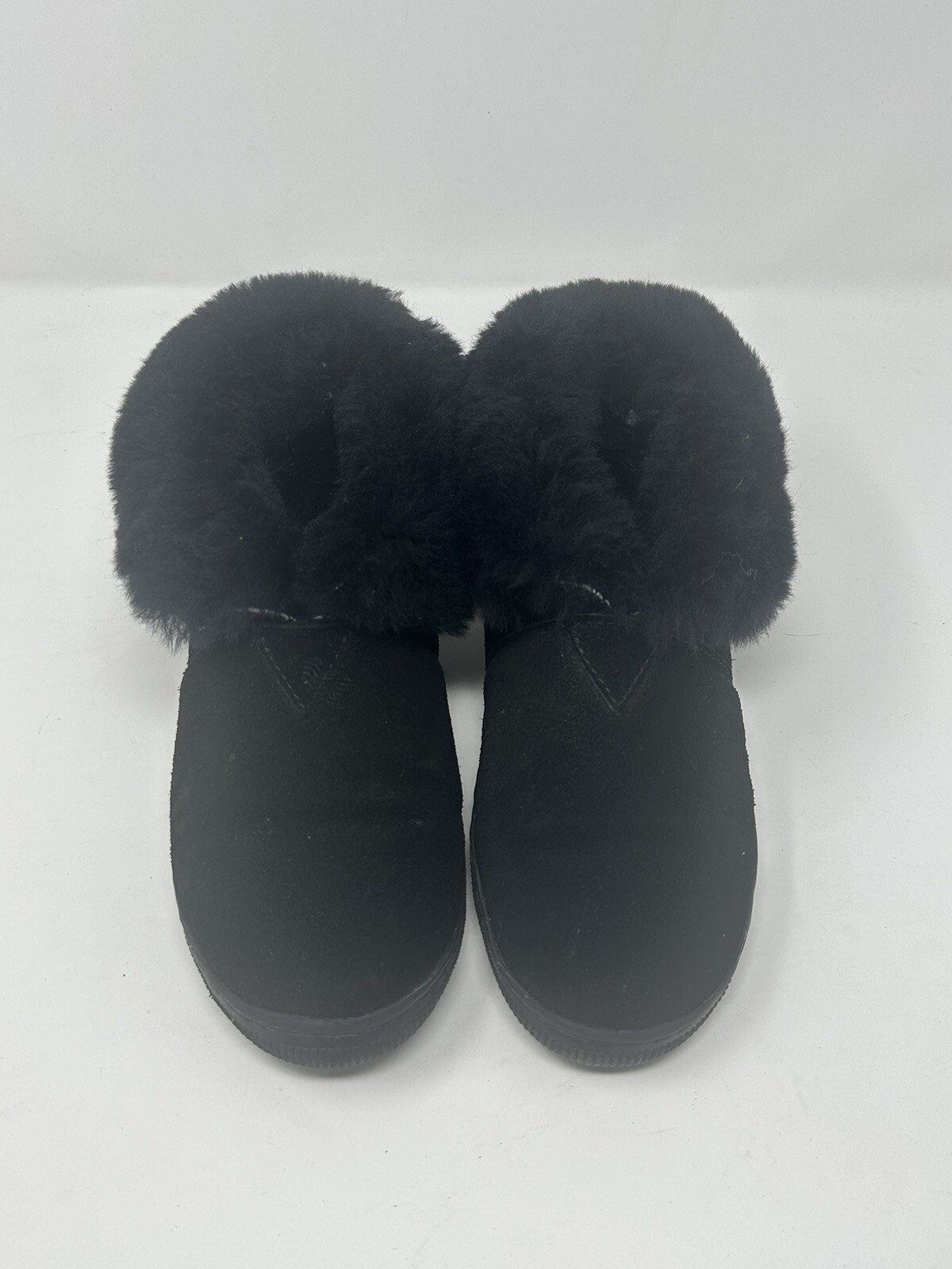 SAOLA Pantofole da donna nere BEARPAW taglia 7 giri suola in gomma con finiture in pelliccia