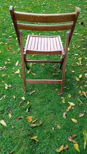 Vintage 1950er Jahre massiv Mitte des Jahrhunderts Holz Klappstuhl Lattenbank 31 Zoll x 17 1/2 Zoll breit - Bild 2 von 6