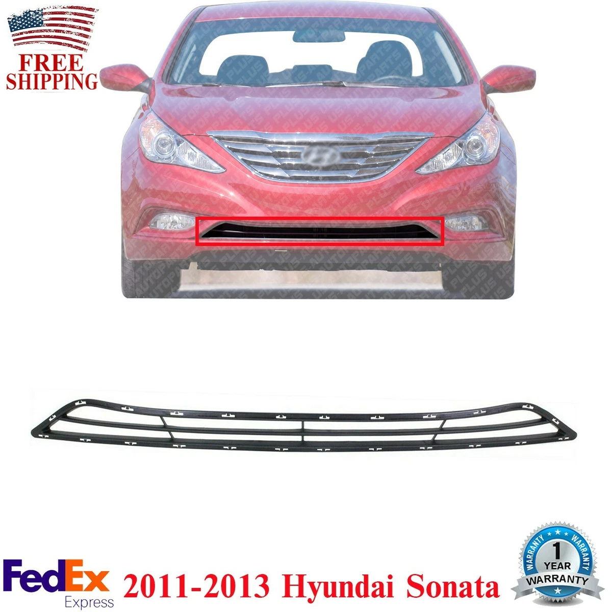 Front Bumper Lower Grille Textured Gray Plastic For 2011 2013 Hyundai Sonata