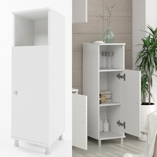 Midischrank Badezimmer Regal Badregal BadmöBel Badschrank Fynn Weiß Vicco-image