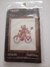 New Charmin TEDDY BEAR BICYCLING Cross Stitch Kit 40-15