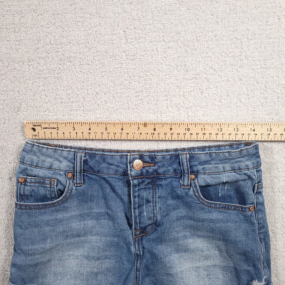 Pantalones Cortos Celebrity Rosa Corte Para Mujer Talla 7/28 Azul Tiro Medio Dobladillo Crudo Foto 3 de 4