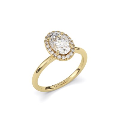 GOXST SPLENDOR OVAL Cut MOISSANITE VERLOBUNGSRING 18k Kt Gold White Rose AU 750