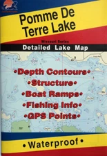 Pomme De Terre Lake Detailed Fishing Map, GPS Points, Waterproof #L161