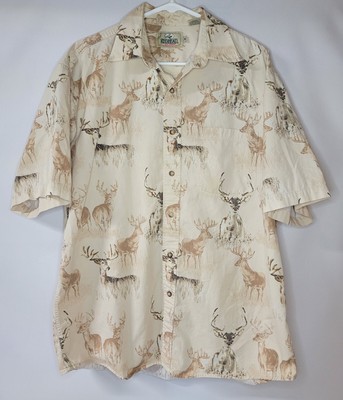 Vtg RedHead Whitetail Deer Buck All Over Print Shirt Size Medium Made in Korea