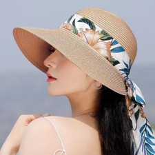 Women Summer Visor Hat Sun Wide Brim Cap Beach Uv Straw Cover Protection Ladies